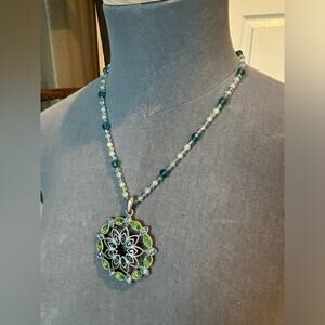 Statement Necklace, green and blue